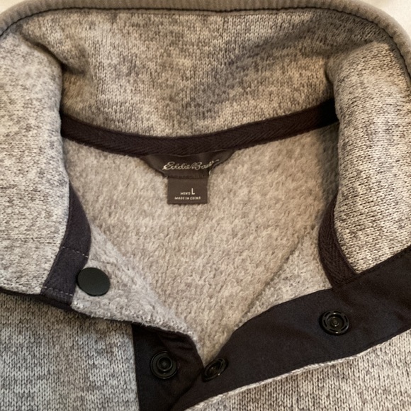 Eddie Bauer Radiator Fleece Snap-Front Pullover Gray Heather Size L - Picture 3 of 6